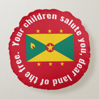 Coussins Ronds Drapeau du Guyana Hymne national Rouge Vert Jaune
