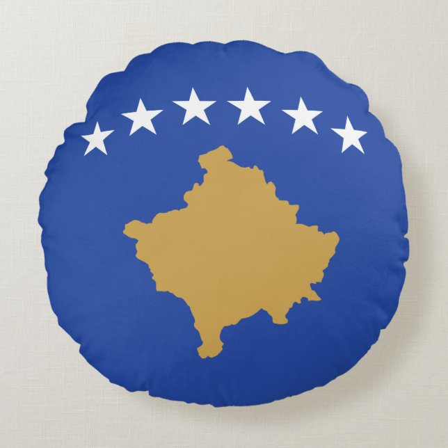 Coussins Ronds Drapeau du Kosovo (Devant)