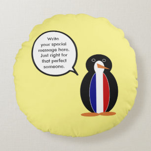 Coussins Ronds Drapeau Français Pingouin Personnalisé Madame