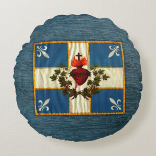 Coussins Ronds Drapeau Québec antique Carillon Sacré-Cœur