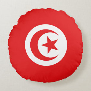 Coussins Ronds Drapeau Tunisie