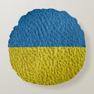 Coussins Ronds Drapeau ukrainien en cuir