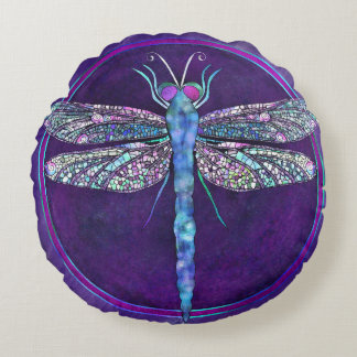 Coussins Ronds Dreamy Jewel-toned Dragonfly Round Pillow