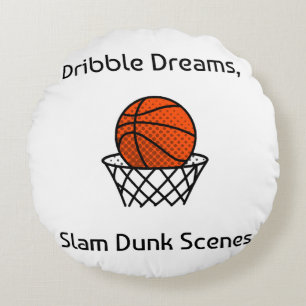 Coussins Ronds Dribble Dreams, Slam Dunk Scenes Basketball