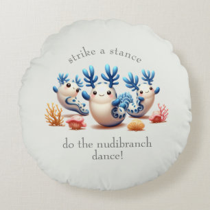 Coussins Ronds Drôle coloré Danser Nudibranchs et Coraux