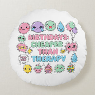 Coussins Ronds Drôle Emoji Citation Anniversaire Graphique