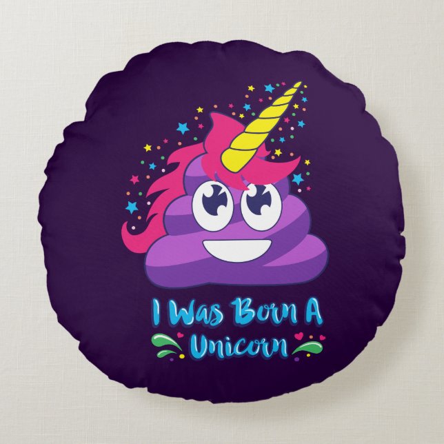 Coussins Ronds Dunette née d'Emoji de licorne (Devant)
