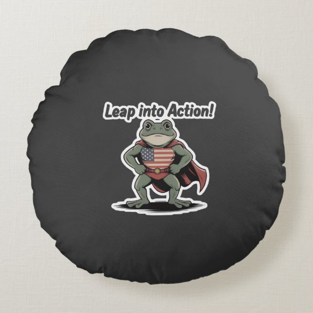 Coussins Ronds eap Into Action! Super Frog Sticker (Devant)