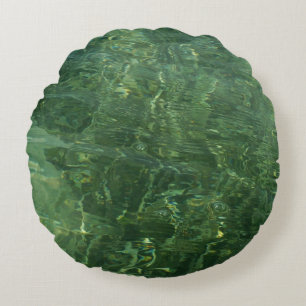 Coussins Ronds Eau au-dessus de l'herbe marine II (bleu et vert) 