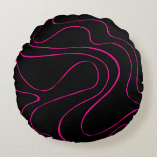 Coussins Ronds Ebb et flux 2 - Magenta et noir