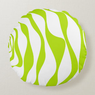 Coussins Ronds Ebb et flux 4 en Lime vert et blanc