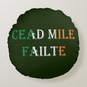 Coussins Ronds Échec de Cead Mile sur la tpt ronde du drapeau irl