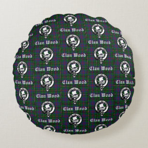 Coussins Ronds Ecosse Clan Bois Crest & Tartan Carreaux