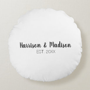Coussins Ronds Écriture personnalisée noms des couples mariage