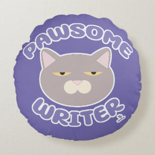Coussins Ronds Écrivain Pawsome Auteur épique Kitty Caractère