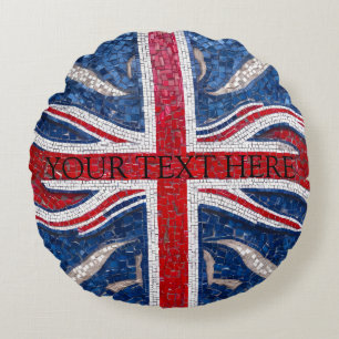 Coussins Ronds Effet de mosaïque du drapeau du Royaume-Uni