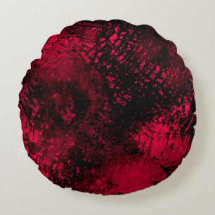 Coussins Ronds Effet Dessin de peinture rouge et noir