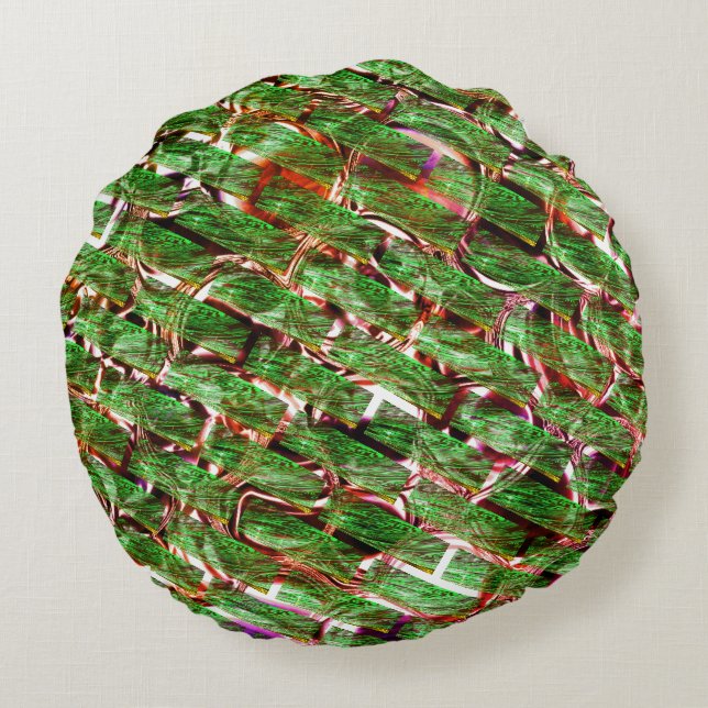 Coussins Ronds Effet mur vert et bulles couleur saumon? (Dos)