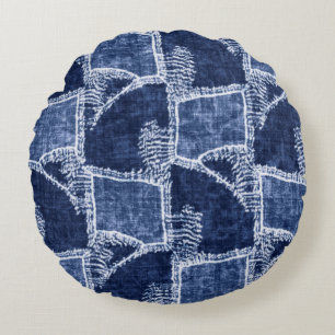 Coussins Ronds Effet teint d'Indigo - Graphique de graphique à mo