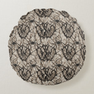 Coussins Ronds Éffrayant Black Lace Spider Web Motif sans couture