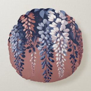 Coussins Ronds Élégance de la Wisteria marine et Rose