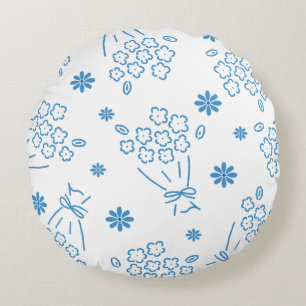 Coussins Ronds Élégance du bouquet floral bleu