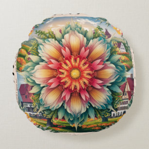 Coussins Ronds Élégance florale : Art des timbres allemands
