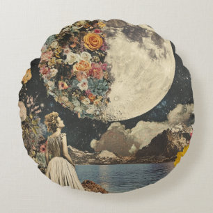 Coussins Ronds Élégance Lune - Femme avec Lune (2)