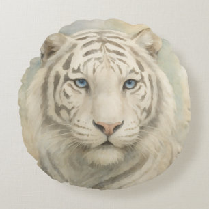Coussins Ronds Élégance Sauvage Majestueux Tigre Blanc Animal 