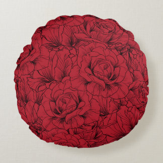 Coussins Ronds Élégance vintage des roses rouges