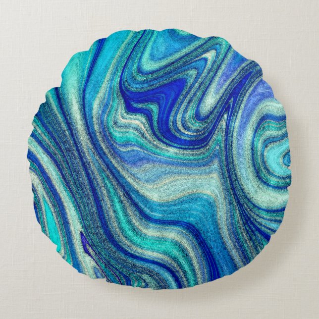 Coussins Ronds Elégant Aquamarine Paua Rainbow Shell inspiré (Devant)