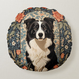 Coussins Ronds Elégant Bordure Collie William Morris Inspiré