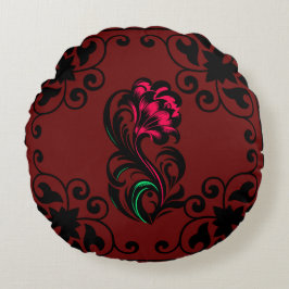 Coussins Ronds Élégant Crimson Paisley Custom Soft