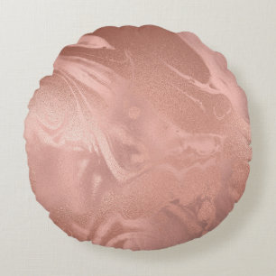 Coussins Ronds Élégant cuivre moderne rose gold marble look
