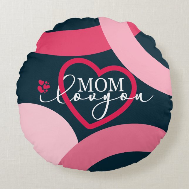 Coussins Ronds Elegant design texte Maman I Love You With Heart (Devant)