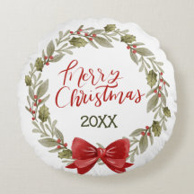 Élégant Festif Joyeux Noël Wreath Red Bow