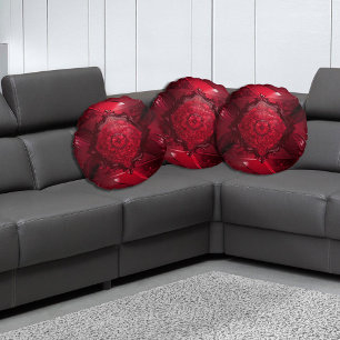 Coussins Ronds Élégant floral rouge