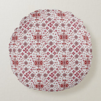 Coussins Ronds Élégant Mandala Géométrique Rouge Textile de Lit &