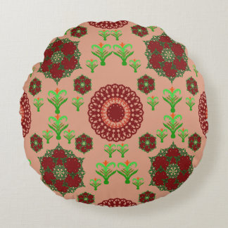 Coussins Ronds Élégant Mandala Géométrique Rouge Textile de Lit &