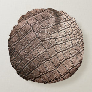 Coussins Ronds Elégant motif en cuir gros plan.