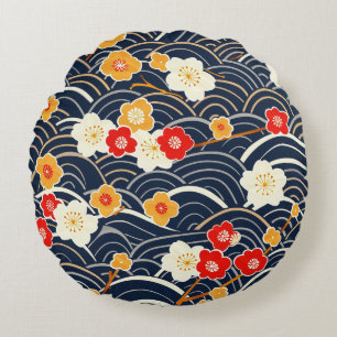 Coussins Ronds Élégant Motif sans couture en fleur de cerisier (1