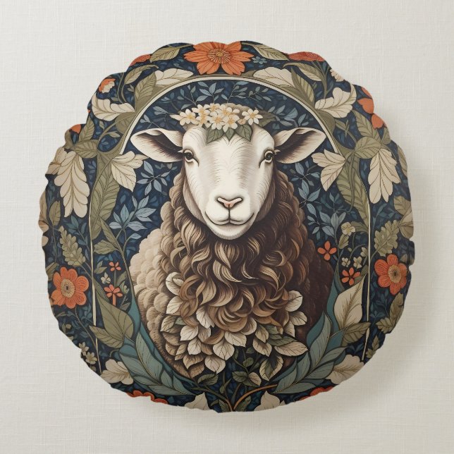 Coussins Ronds Elégant mouton William Morris Floral (Devant)