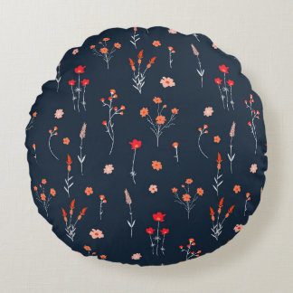 Coussins Ronds Elegant Navy Floral Round Pillow
