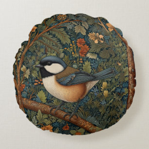 Coussins Ronds Élégant oiseau de la forêt Art Nouveau rétro