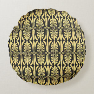 Coussins Ronds Elégant oreiller rond art déco or noir