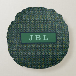 Coussins Ronds Élégant Oxford Tweed Monogramme
