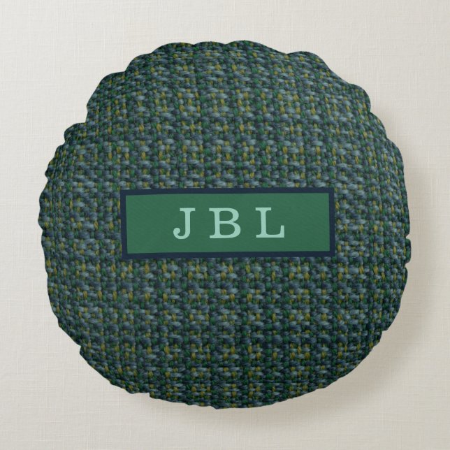Coussins Ronds Élégant Oxford Tweed Monogramme (Devant)