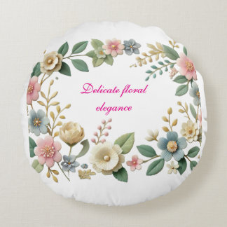 Coussins Ronds Elégant Pastel Floral Design Jeu d'oreiller