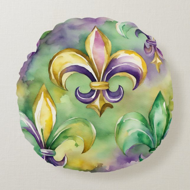 Coussins Ronds Elegant Pastel Mardi Gras  (Devant)