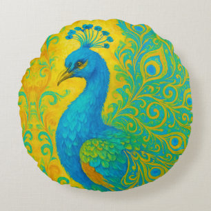 Coussins Ronds Elégant Peacock Turquoise Décoratif